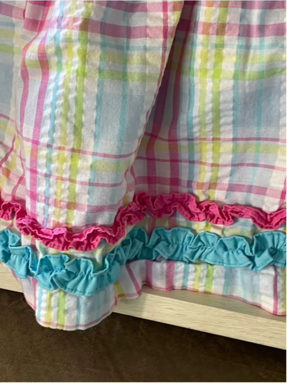 Vintabe Rare Editions Girls 24 Months Pastel Rainbow Plaid Dress Summer Ruffle